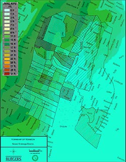 Sewershed System based on the Township of Teaneck Digital Elevation Model (DEM)  10 meter.